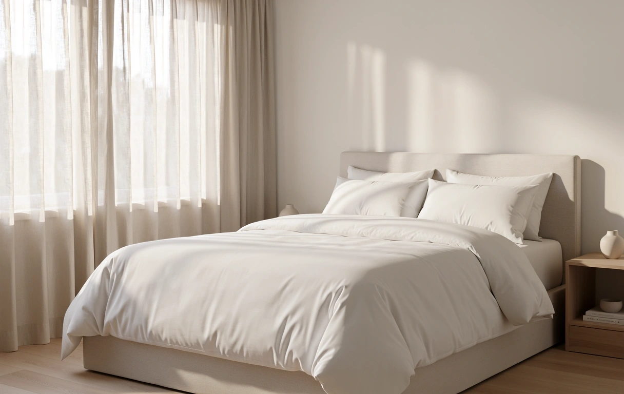 Ruhige Schlafzimmeratmosphäre am Morgen